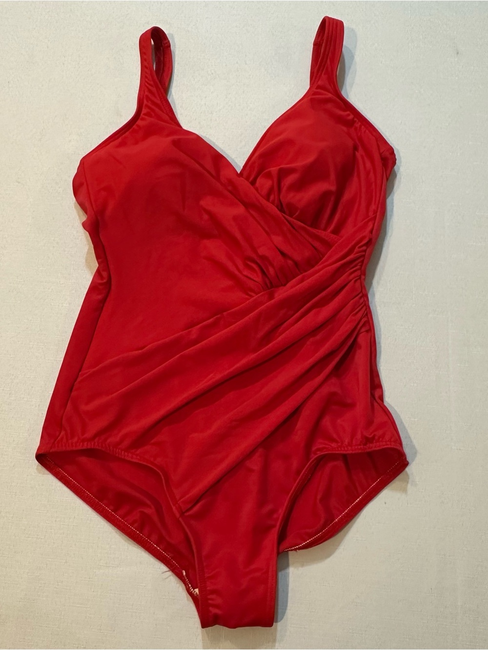 Miraclesuit Red Ruched One Piece Swimsuit Size 14